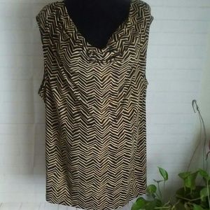 Chaps Zig-zag Print Blouse with Stretch